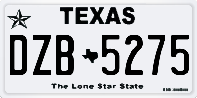 TX license plate DZB5275