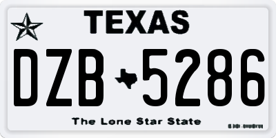 TX license plate DZB5286