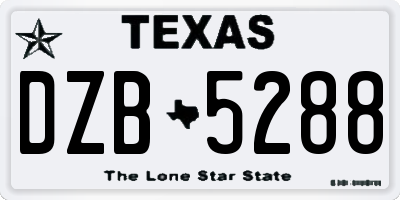 TX license plate DZB5288