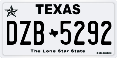 TX license plate DZB5292