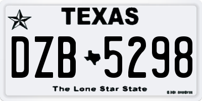 TX license plate DZB5298