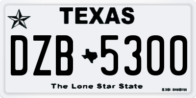 TX license plate DZB5300