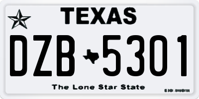 TX license plate DZB5301