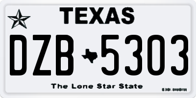 TX license plate DZB5303
