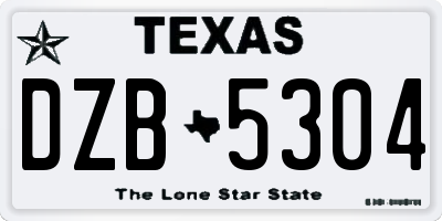 TX license plate DZB5304