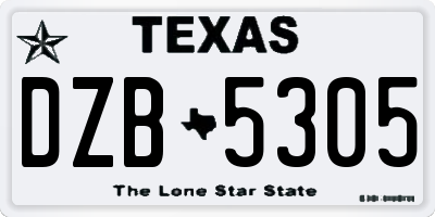 TX license plate DZB5305