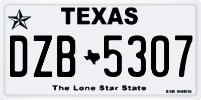 TX license plate DZB5307