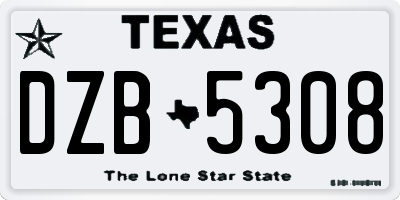 TX license plate DZB5308