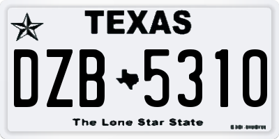 TX license plate DZB5310