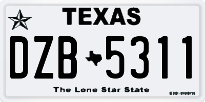 TX license plate DZB5311
