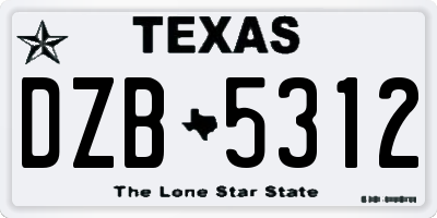 TX license plate DZB5312