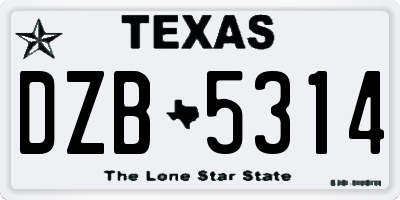 TX license plate DZB5314