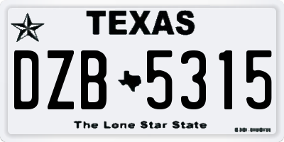 TX license plate DZB5315