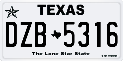 TX license plate DZB5316