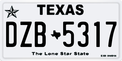 TX license plate DZB5317