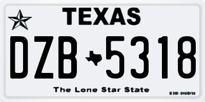 TX license plate DZB5318