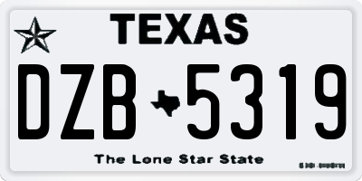 TX license plate DZB5319