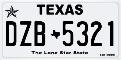 TX license plate DZB5321