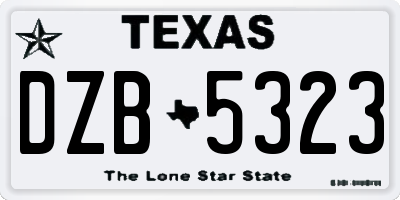 TX license plate DZB5323