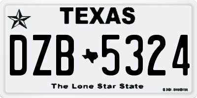 TX license plate DZB5324