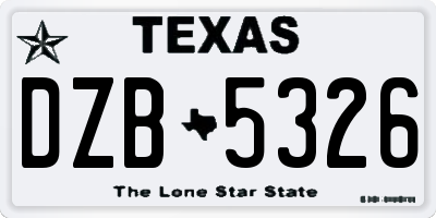 TX license plate DZB5326