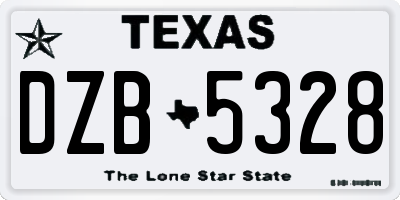 TX license plate DZB5328