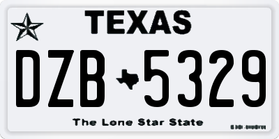 TX license plate DZB5329