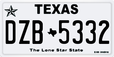 TX license plate DZB5332