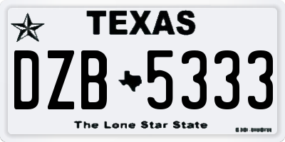 TX license plate DZB5333