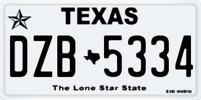 TX license plate DZB5334