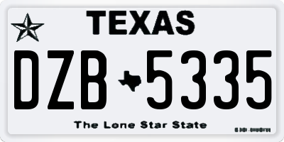 TX license plate DZB5335