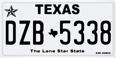 TX license plate DZB5338