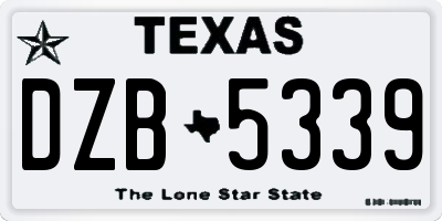TX license plate DZB5339