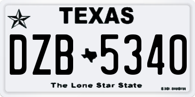 TX license plate DZB5340