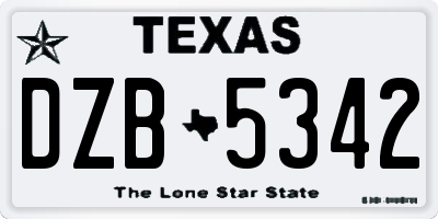TX license plate DZB5342