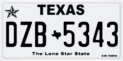 TX license plate DZB5343