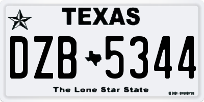 TX license plate DZB5344