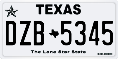 TX license plate DZB5345