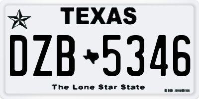 TX license plate DZB5346