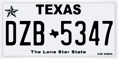 TX license plate DZB5347