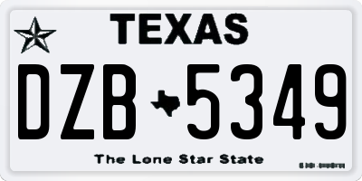 TX license plate DZB5349