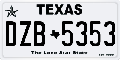 TX license plate DZB5353