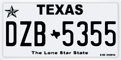 TX license plate DZB5355