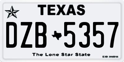 TX license plate DZB5357