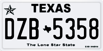 TX license plate DZB5358