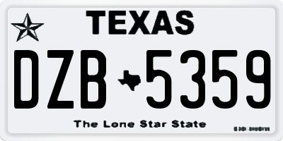 TX license plate DZB5359