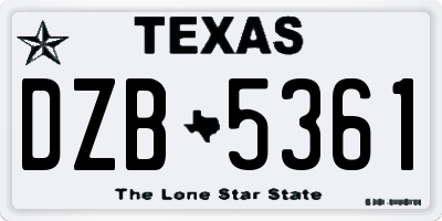 TX license plate DZB5361