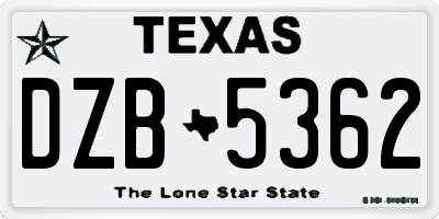 TX license plate DZB5362