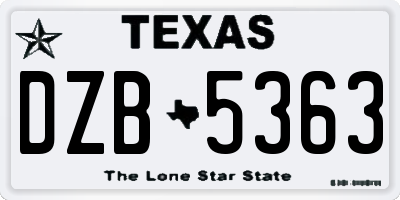 TX license plate DZB5363