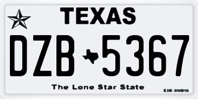 TX license plate DZB5367